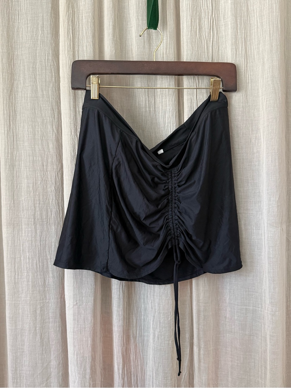 Black shade & shore mini swim skort with ruched front tie detail built in bikini